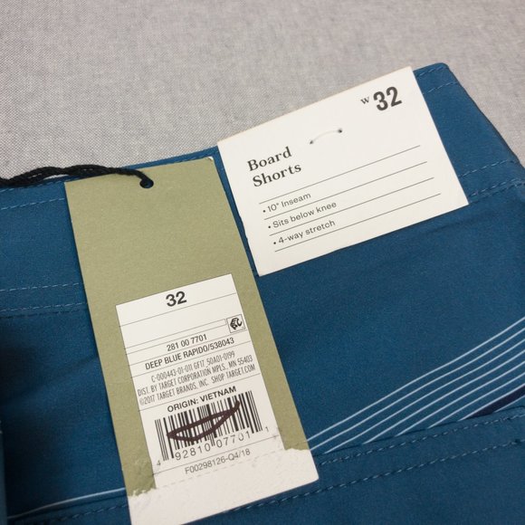 10" Blue Yellow White Striped Rapido Board Shorts - Picture 5 of 7